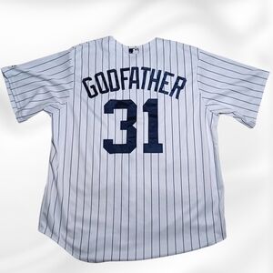 Majestic White Pinstripe Baseball Jersey